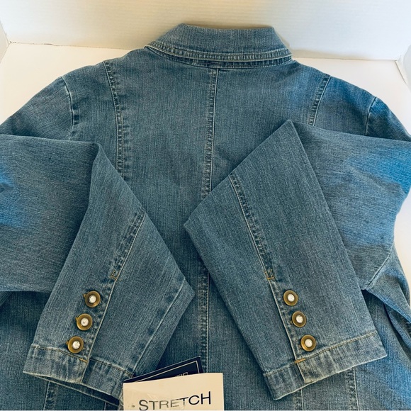 Authentic CCI Blues Woman's Jean Jacket Stretch Light Blue Denim Size 1X Pockets - Picture 14 of 16